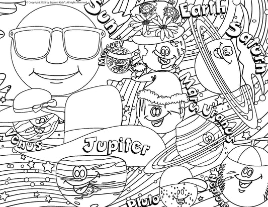 Mercury, Venus, Earth And Mars - Coloring Page - Digital Download