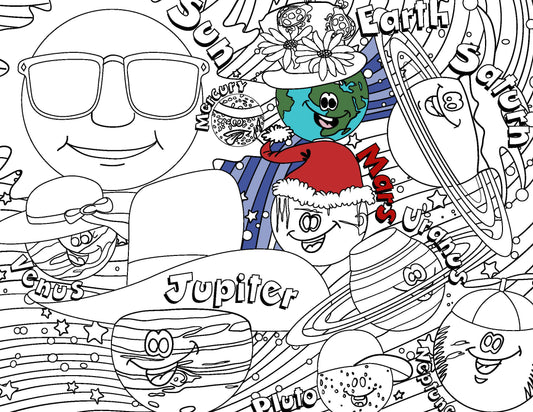 Mercury, Venus, Earth And Mars - Coloring Page - Digital Download